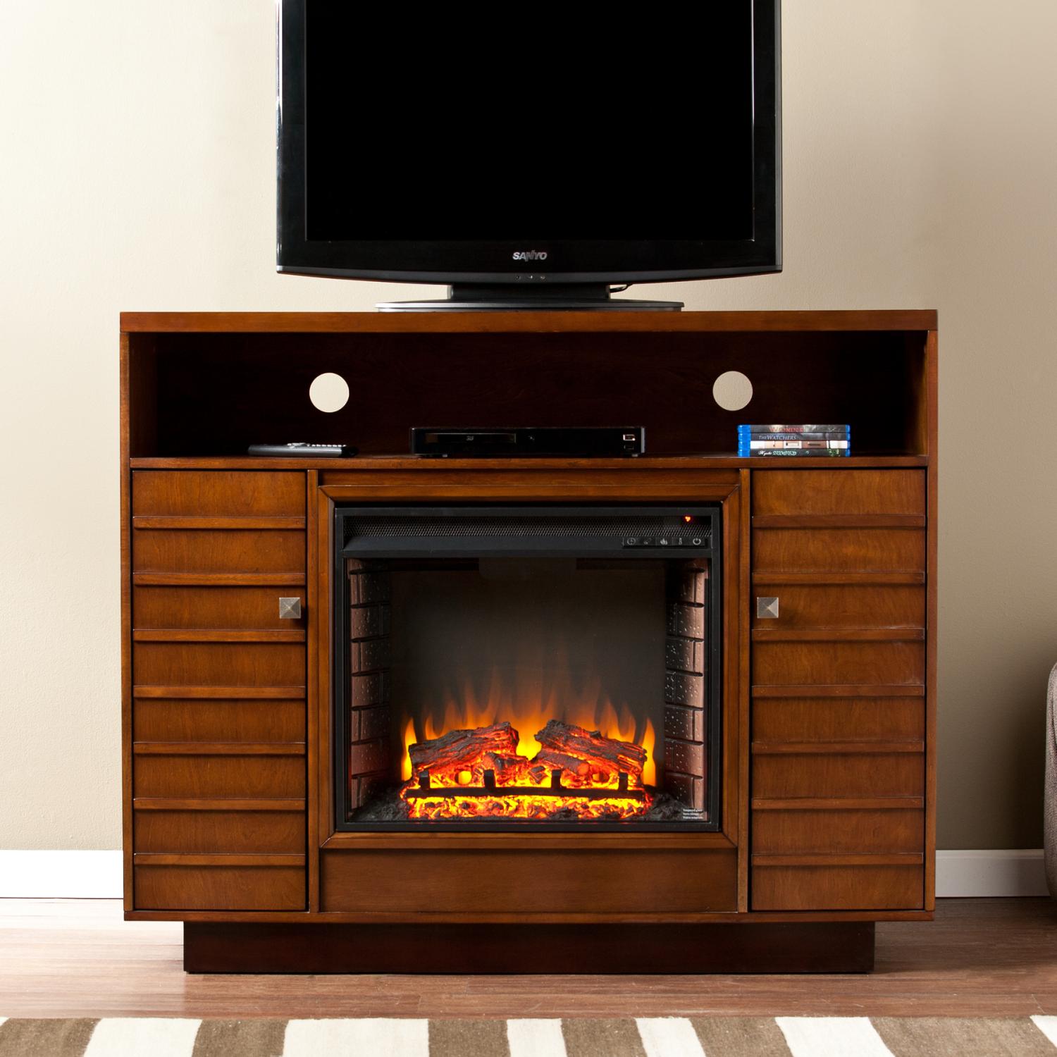 Lancaster Media Electric Fireplace - Dark Tobacco/Espresso - Lancaster Media Electric Fireplace - Dark Tobacco/Espresso