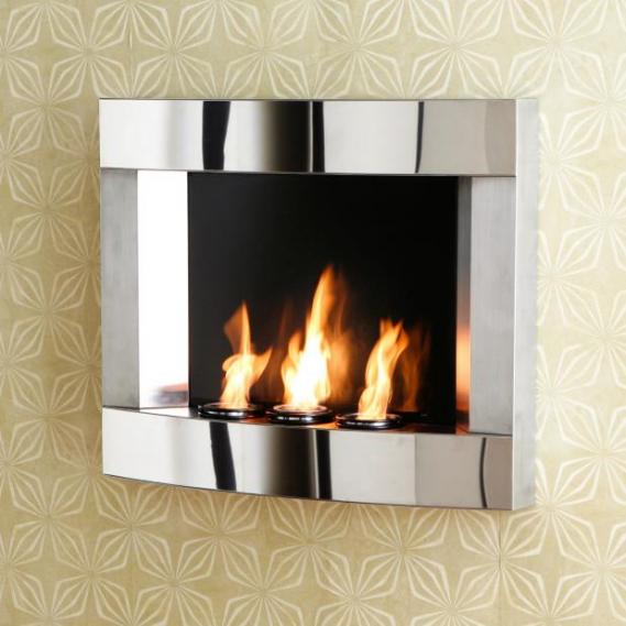 Stainless Steel Wall Mount Fireplace - Gel