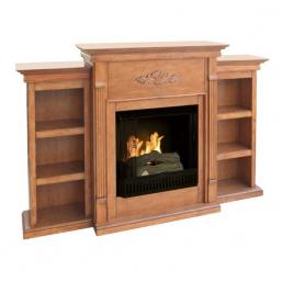 Tennyson Plantation Oak Electric Fireplace w/Bookcases