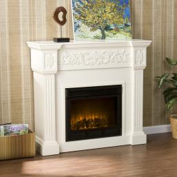 Calvert Carved Ivory Electric Fireplace