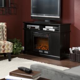 Kingsbury Media Black Electric Fireplace