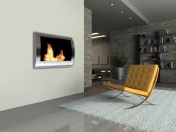 EuroCurve Stainless Steel  Wall Mount Fireplace