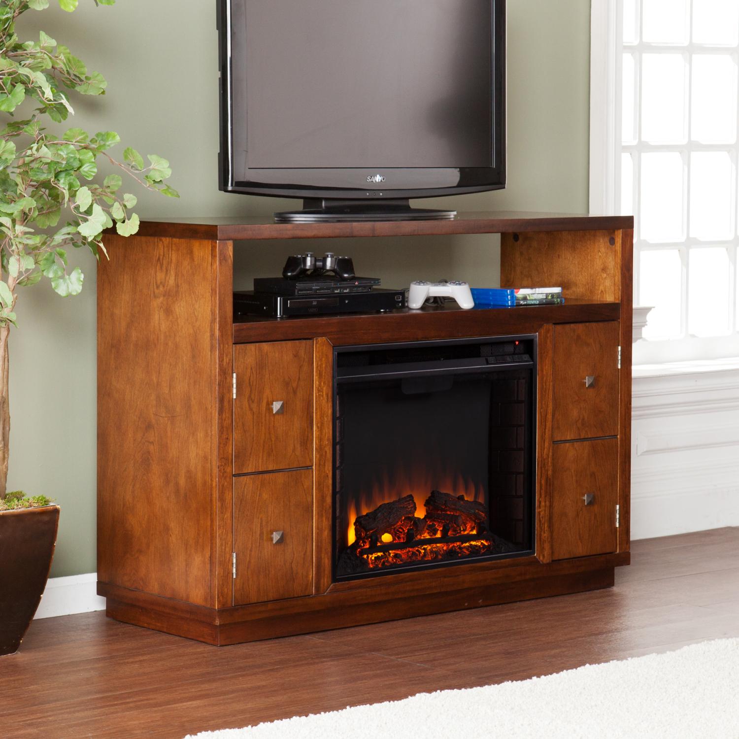 Brentford Media Electric Fireplace - Dark Tobacco