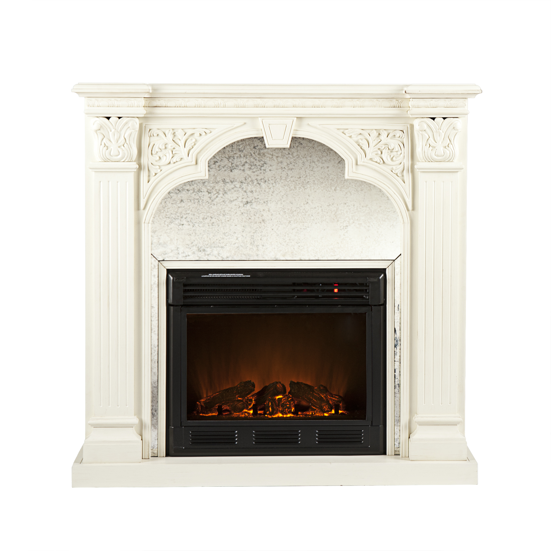 Holly & Martin? Andorra Electric Fireplace-Ivory - Holly & Martin - 37-019-023-6-18 With fluted columns and intricate carved accents
