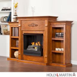 Holly & Martin Fredricksburg Gel Fireplace w/ Bookcases-Glazed Pine